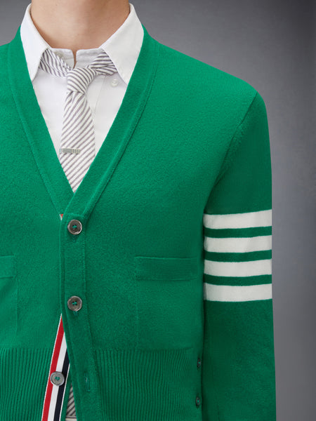CLASSIC CASHMERE 4-BAR V-NECK CARDIGAN DARK GREEN
