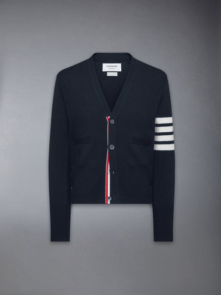 CLASSIC CASHMERE 4-BAR V-NECK CARDIGAN NAVY