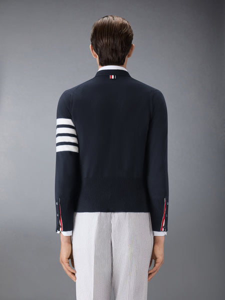 CLASSIC CASHMERE 4-BAR V-NECK CARDIGAN NAVY