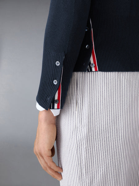 CLASSIC CASHMERE 4-BAR V-NECK CARDIGAN NAVY