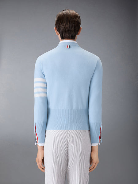 CLASSIC CASHMERE 4-BAR V-NECK CARDIGAN LIGHT BLUE
