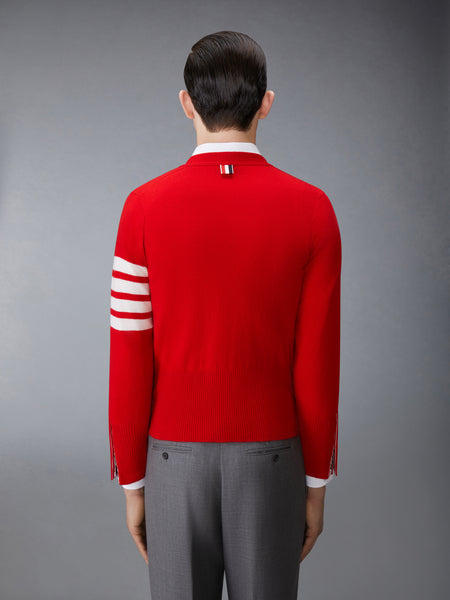 CLASSIC CASHMERE 4-BAR V-NECK CARDIGAN RED