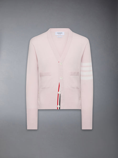 CLASSIC CASHMERE 4-BAR V-NECK CARDIGAN LIGHT PINK