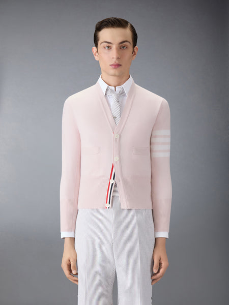 CLASSIC CASHMERE 4-BAR V-NECK CARDIGAN LIGHT PINK