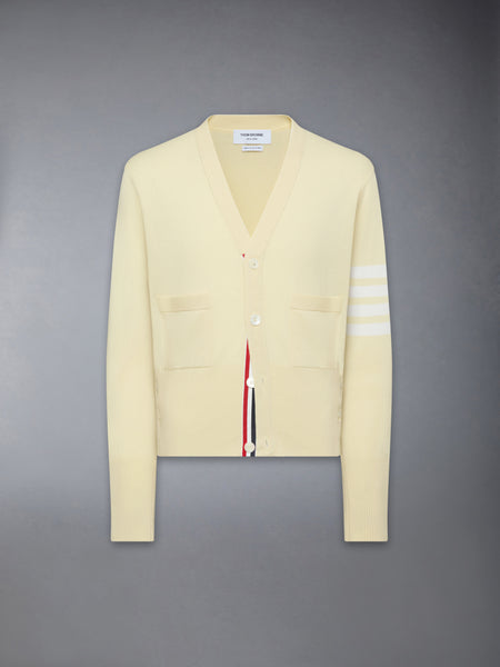 CLASSIC CASHMERE 4-BAR V-NECK CARDIGAN PALE YELLOW