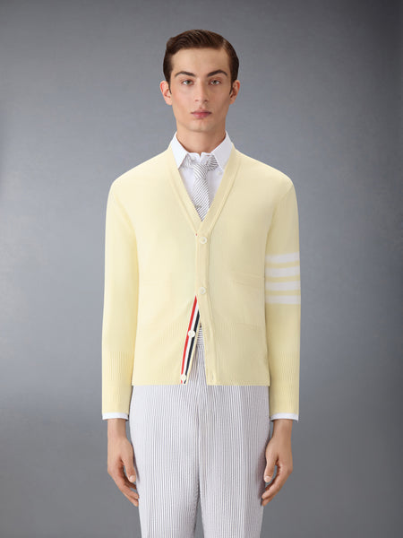 CLASSIC CASHMERE 4-BAR V-NECK CARDIGAN PALE YELLOW