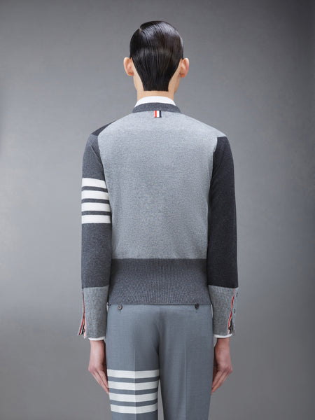 FUNMIX CASHMERE 4-BAR V-neck CARDIGAN TONAL GREY