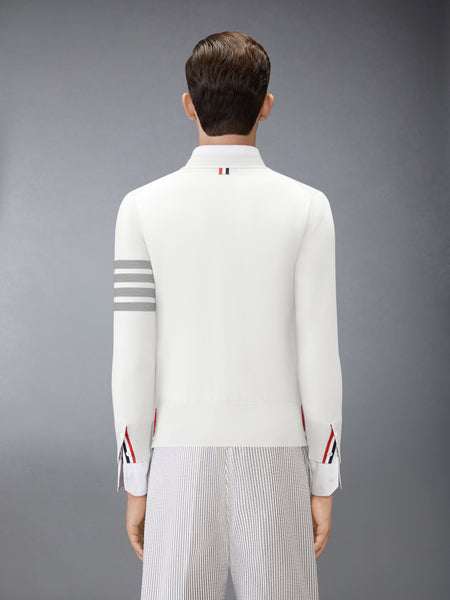 MERINO WOOL 4-BAR CLASSIC V-NECK CARDIGAN WHITE