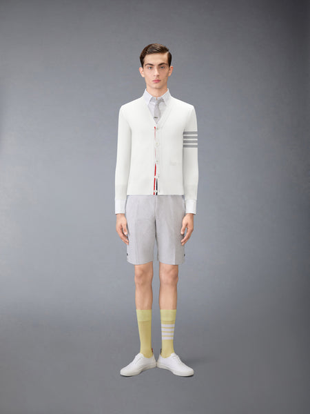 MERINO WOOL 4-BAR CLASSIC V-NECK CARDIGAN WHITE