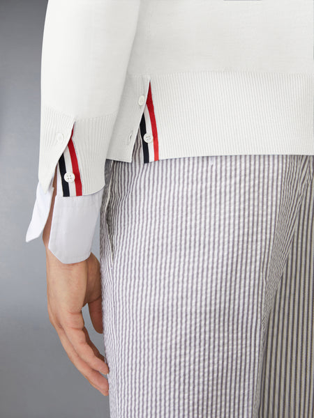 MERINO WOOL 4-BAR CLASSIC V-NECK CARDIGAN WHITE