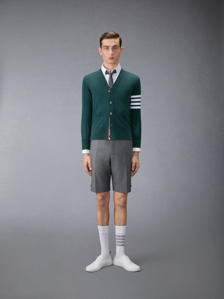 MERINO WOOL 4-BAR CLASSIC V-NECK CARDIGAN DK GREEN