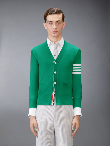 MERINO WOOL 4-BAR CLASSIC V-NECK CARDIGAN MED GREEN