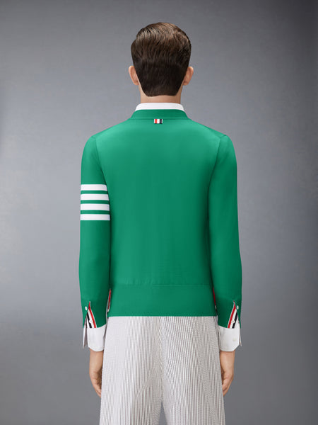 MERINO WOOL 4-BAR CLASSIC V-NECK CARDIGAN MED GREEN