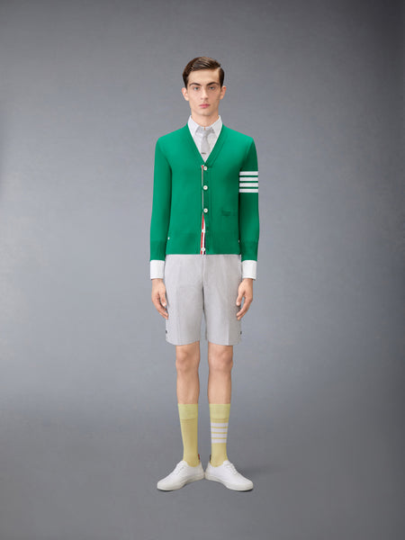 MERINO WOOL 4-BAR CLASSIC V-NECK CARDIGAN MED GREEN