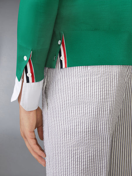 MERINO WOOL 4-BAR CLASSIC V-NECK CARDIGAN MED GREEN