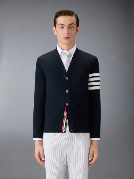 MERINO WOOL 4-BAR CLASSIC V-NECK CARDIGAN NAVY