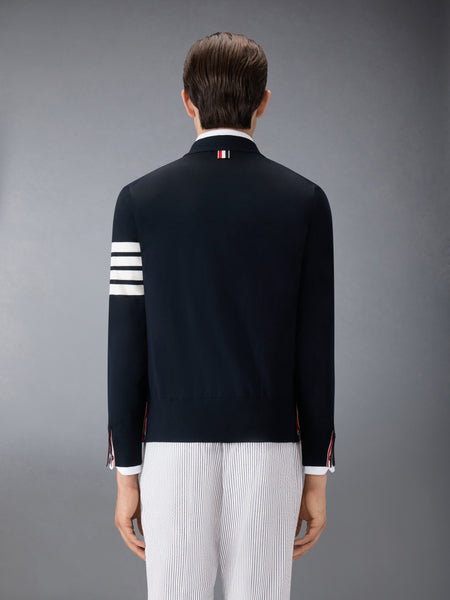 MERINO WOOL 4-BAR CLASSIC V-NECK CARDIGAN NAVY