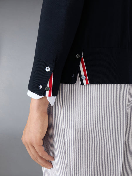 MERINO WOOL 4-BAR CLASSIC V-NECK CARDIGAN NAVY