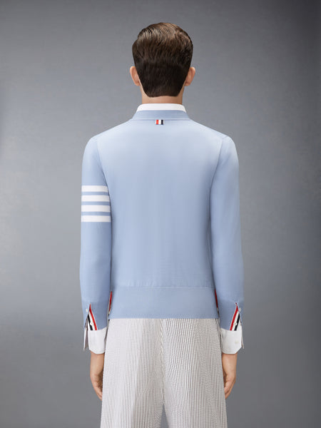 MERINO WOOL 4-BAR CLASSIC V-NECK CARDIGAN LIGHT BLUE