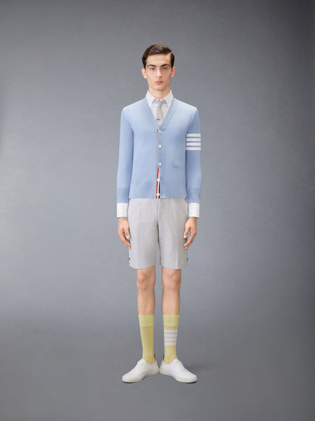 MERINO WOOL 4-BAR CLASSIC V-NECK CARDIGAN LIGHT BLUE