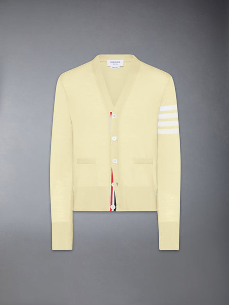 MERINO WOOL 4-BAR CLASSIC V-NECK CARDIGAN YELLOW