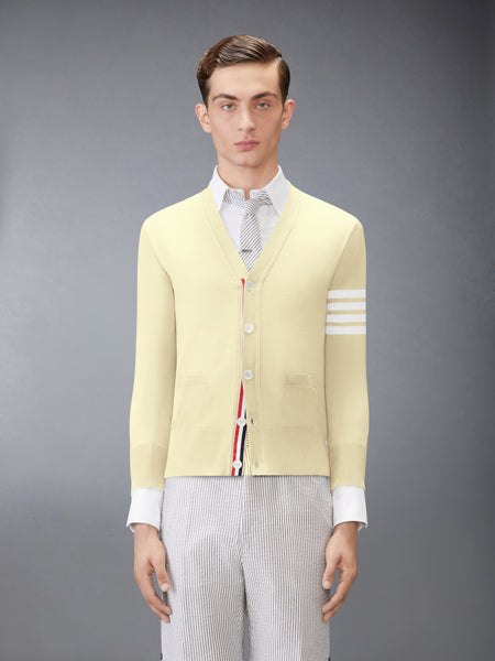 MERINO WOOL 4-BAR CLASSIC V-NECK CARDIGAN YELLOW