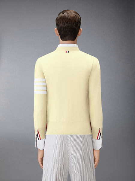 MERINO WOOL 4-BAR CLASSIC V-NECK CARDIGAN YELLOW