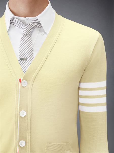 MERINO WOOL 4-BAR CLASSIC V-NECK CARDIGAN YELLOW