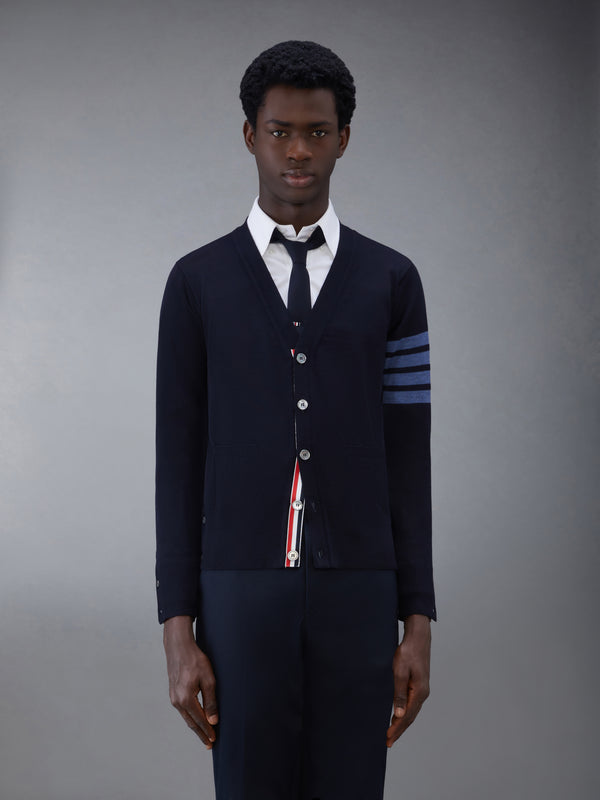 MERINO WOOL 4-BAR V-NECK CARDIGAN - featured image
