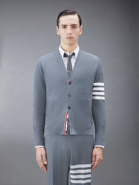 MERINO WOOL 4-BAR MILANO STITCH CARDIGAN MED GREY