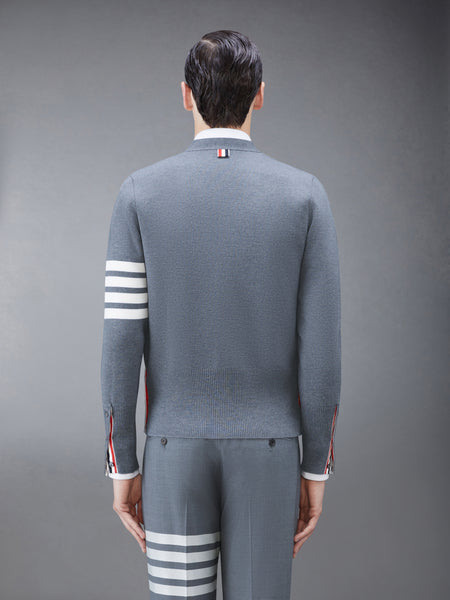 MERINO WOOL 4-BAR MILANO STITCH CARDIGAN MED GREY