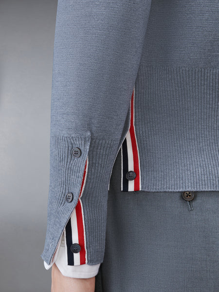MERINO WOOL 4-BAR MILANO STITCH CARDIGAN MED GREY