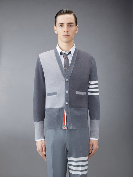 FUNMIX WOOL V-NECK CARDIGAN TONAL GREY