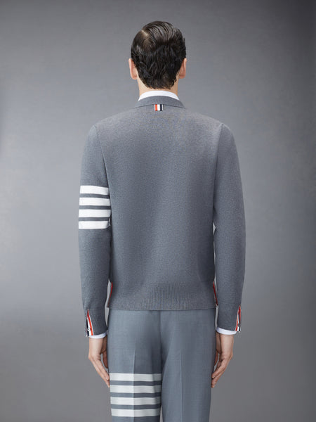 COTTON CREPE V-NECK CARDIGAN MED GREY