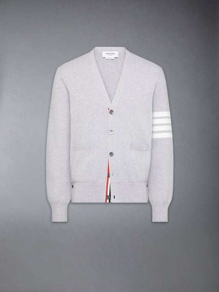 COTTON CREPE V-NECK CARDIGAN PALE GREY