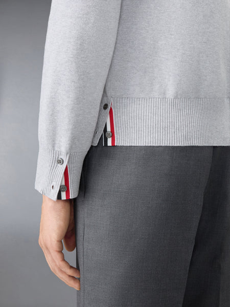 COTTON CREPE V-NECK CARDIGAN PALE GREY