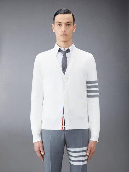 COTTON CREPE V-NECK CARDIGAN WHITE