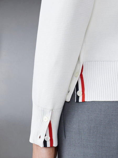 COTTON CREPE V-NECK CARDIGAN WHITE