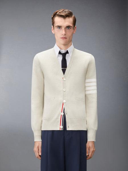 COTTON CREPE V-NECK CARDIGAN BEIGE