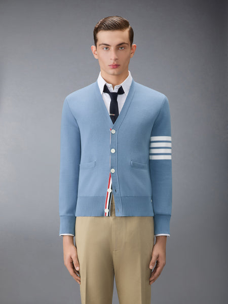 COTTON CREPE V-NECK CARDIGAN LIGHT BLUE