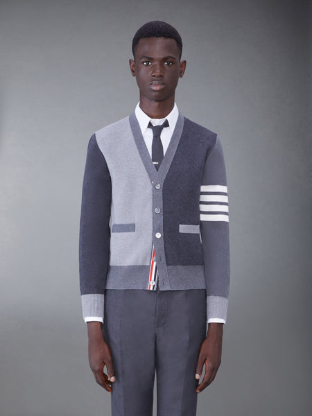 FUNMIX COTTON CREPE MILANO STITCH 4-BAR CARDIGAN TONAL GREY
