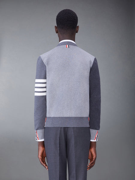 FUNMIX COTTON CREPE MILANO STITCH 4-BAR CARDIGAN TONAL GREY
