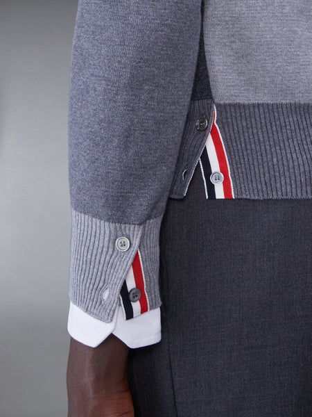 FUNMIX COTTON CREPE MILANO STITCH 4-BAR CARDIGAN TONAL GREY