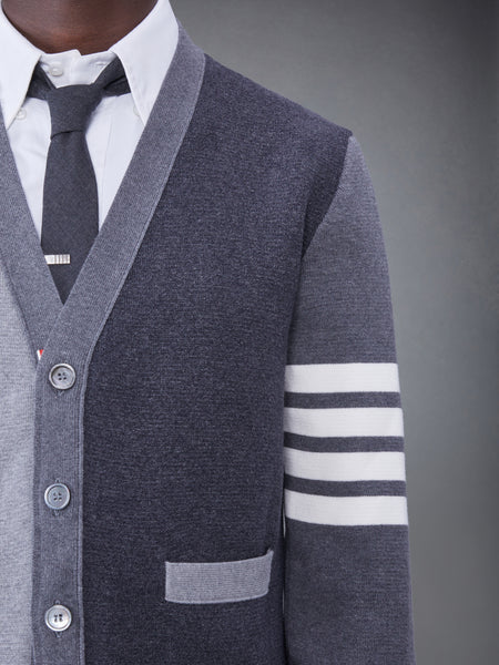 FUNMIX COTTON CREPE MILANO STITCH 4-BAR CARDIGAN TONAL GREY