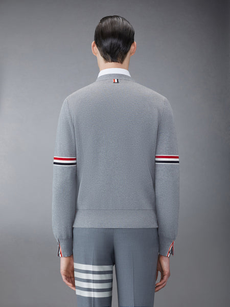 COTTON MILANO STITCH V-NECK CARDIGAN LT GREY