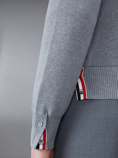 COTTON MILANO STITCH V-NECK CARDIGAN LT GREY