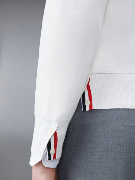 COTTON MILANO STITCH V-NECK CARDIGAN WHITE