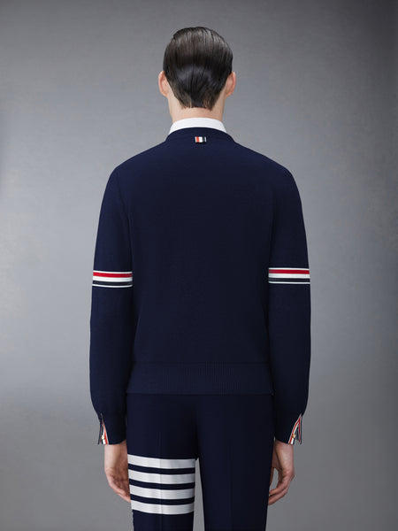 COTTON MILANO STITCH V-NECK CARDIGAN NAVY