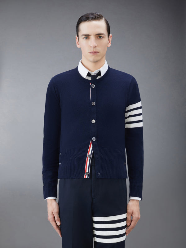 CASHMERE 4-BAR CREW NECK CARDIGAN - featured image
