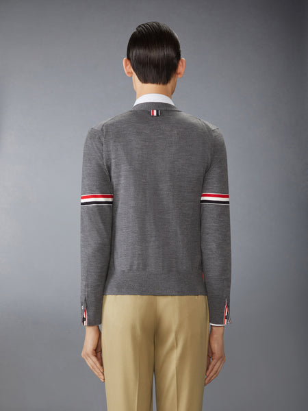 FINE MERINO WOOL RWB ARMBAND CARDIGAN MED GREY